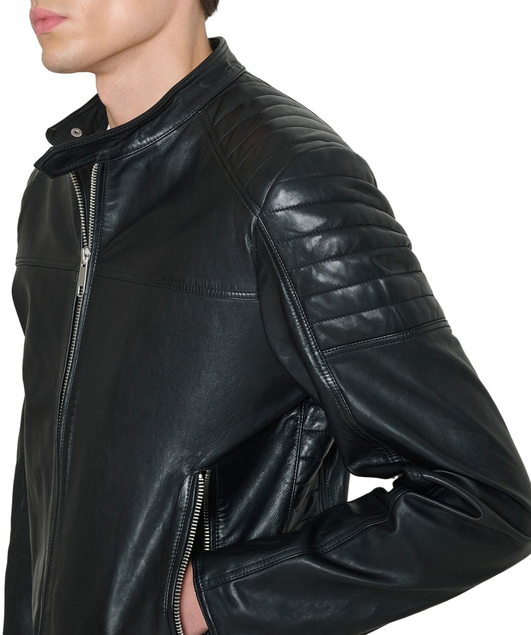 Antony Morato COAT SLIM FIT IN WASHED REAL LEATHER Zwart