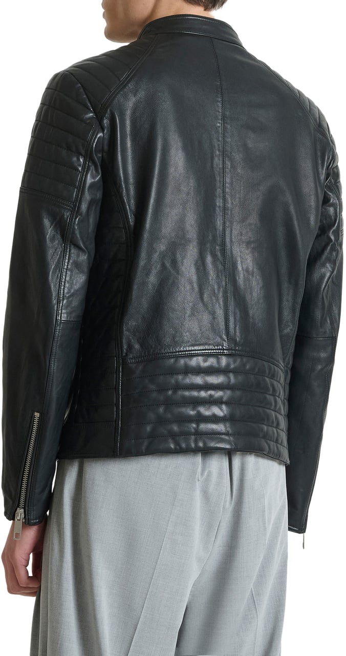 Antony Morato COAT SLIM FIT IN WASHED REAL LEATHER Zwart