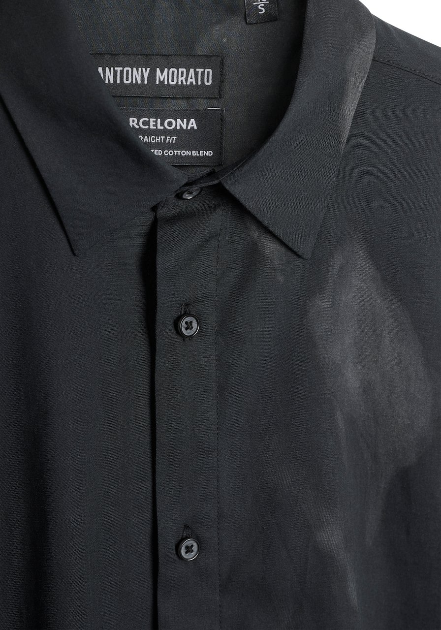 Antony Morato SHIRT BARCELONA REGULAR STRAIGHT FIT WITH LOGOED METAL BADGE Zwart