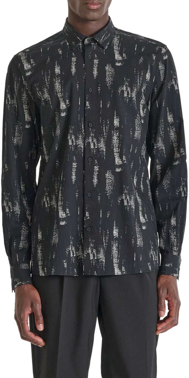 Antony Morato SHIRT BARCELONA REGULAR  STRAIGHT FIT WITH LOGOED BADGE Zwart