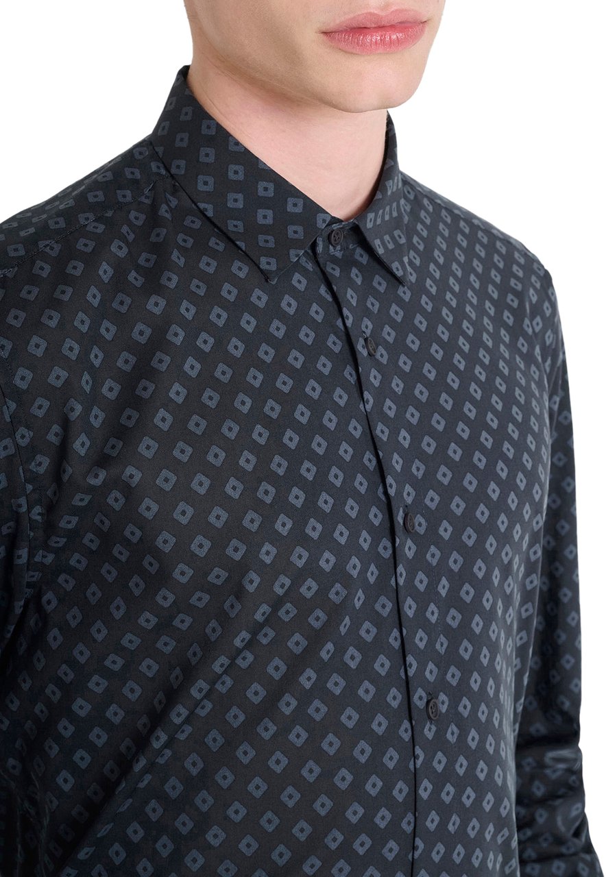 Antony Morato SHIRT BARCELONA REGULAR STRAIGHT FIT WITH LOGOED BADGE Blauw