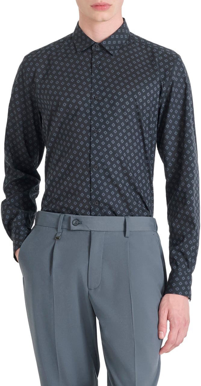 Antony Morato SHIRT BARCELONA REGULAR STRAIGHT FIT WITH LOGOED BADGE Blauw