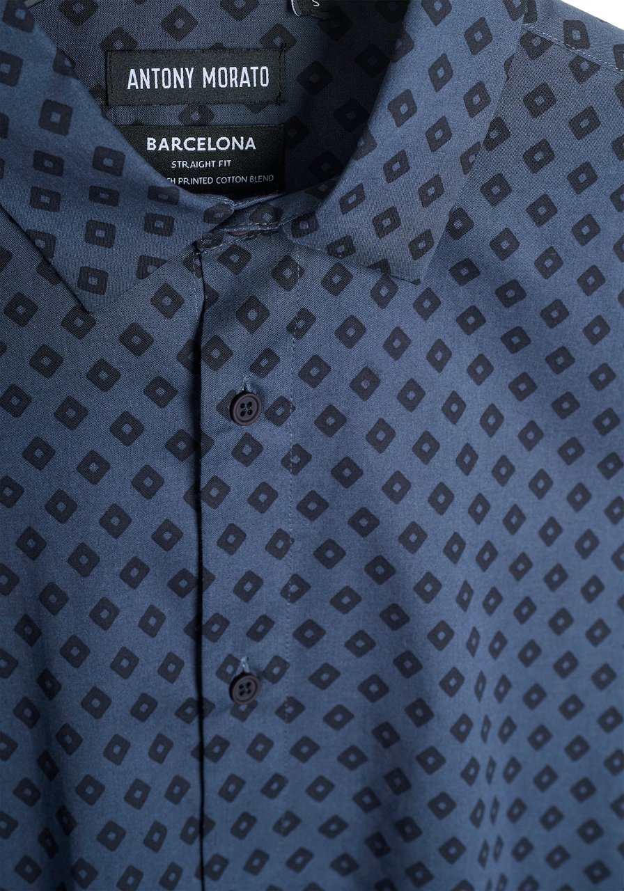 Antony Morato SHIRT BARCELONA REGULAR  STRAIGHT FIT WITH LOGOED METAL BADGE Blauw