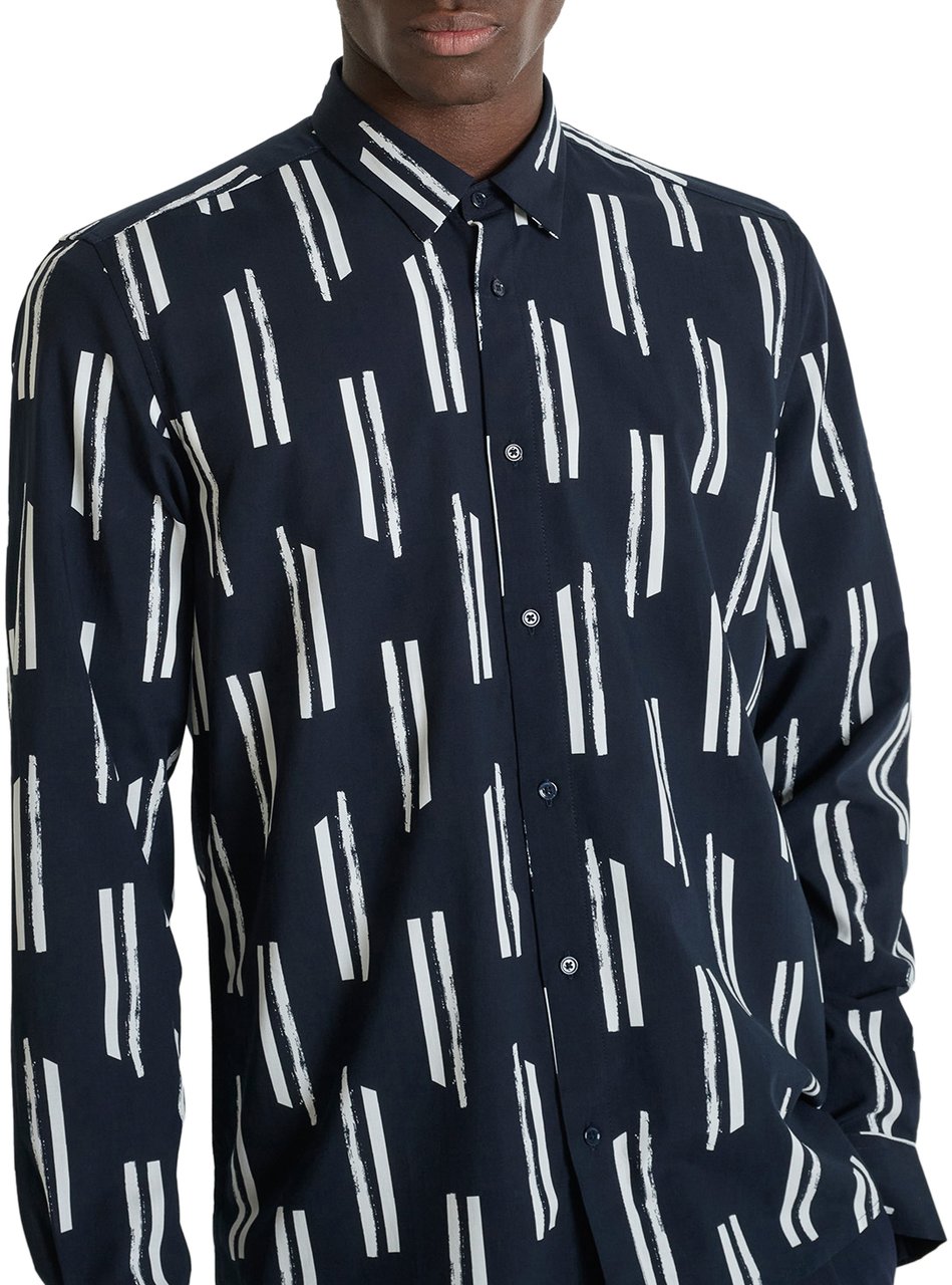 Antony Morato SHIRT BARCELONA REGULAR  STRAIGHT FIT IN  WITH LOGOED  BADGE Blauw