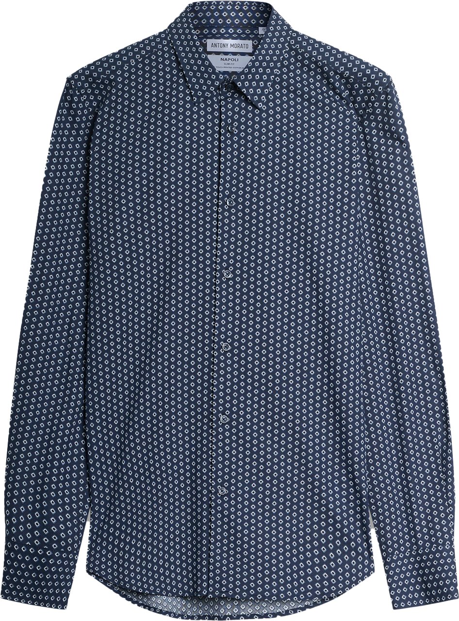Antony Morato SHIRT NAPOLI SLIM FIT IN SOFT TOUCH PRINTED COTTON VISCOSE BLEND FABRIC Blauw