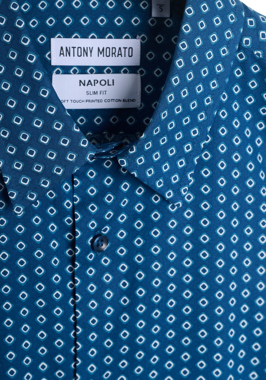 Antony Morato SHIRT NAPOLI SLIM FIT IN SOFT TOUCH PRINTED Blauw