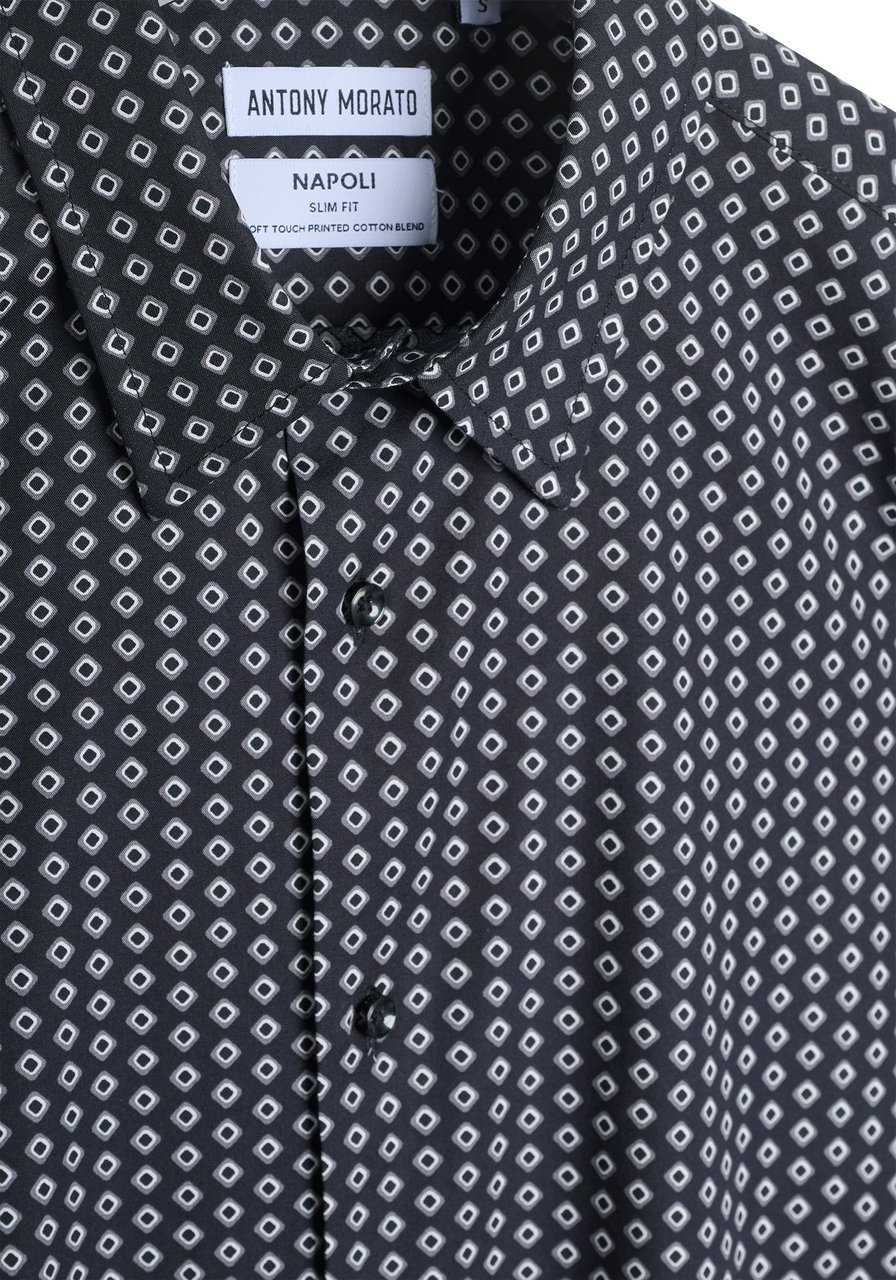 Antony Morato SHIRT NAPOLI SLIM FIT IN SOFT TOUCH PRINTED Zwart