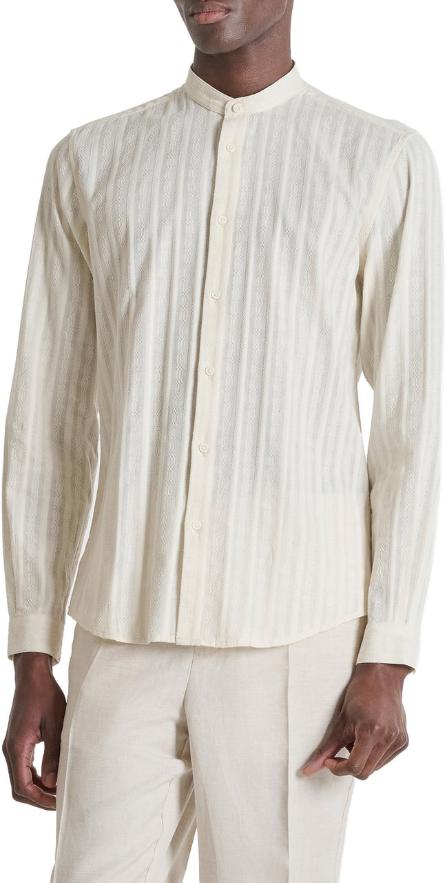 Antony Morato SHIRT SEOUL REGULAR FIT IN COTTON FABRIC EMBROIDERED STRIPERS Beige