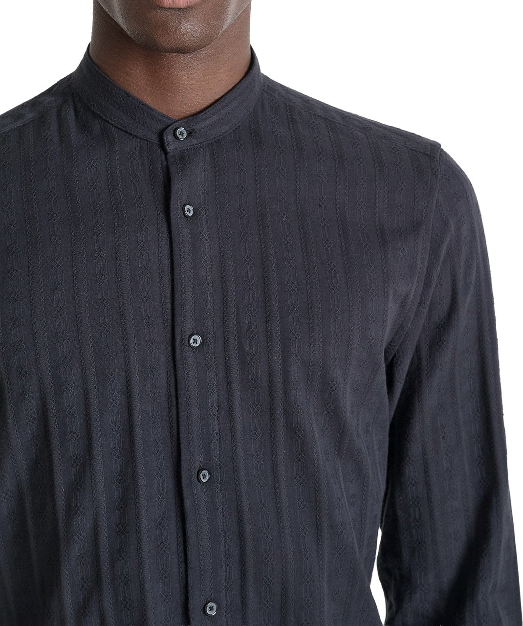 Antony Morato SHIRT SEOUL REGULAR FIT IN COTTON FABRIC EMBROIDERED STRIPERS Zwart