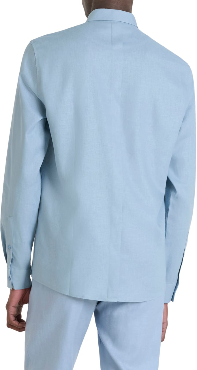 Antony Morato SHIRT SMIRNE REGULAR FIT IN SOFT TOUCH LINEN VISCOSE BLEND FABRIC Blauw