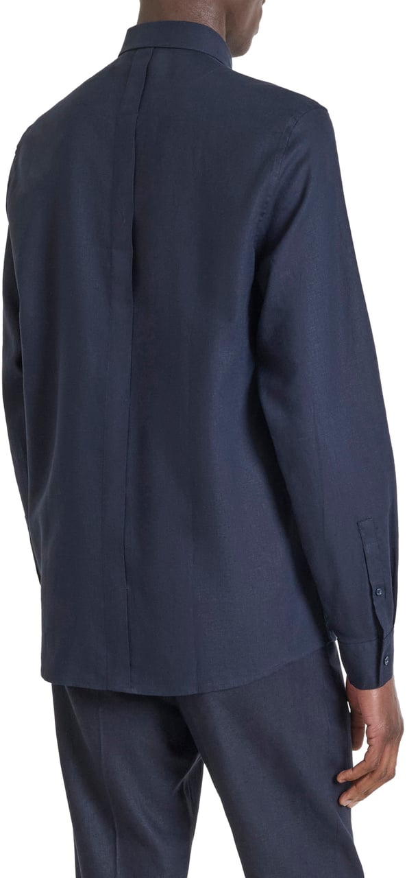 Antony Morato SHIRT SMIRNE REGULAR FIT IN SOFT TOUCH LINEN VISCOSE BLEND FABRIC Blauw