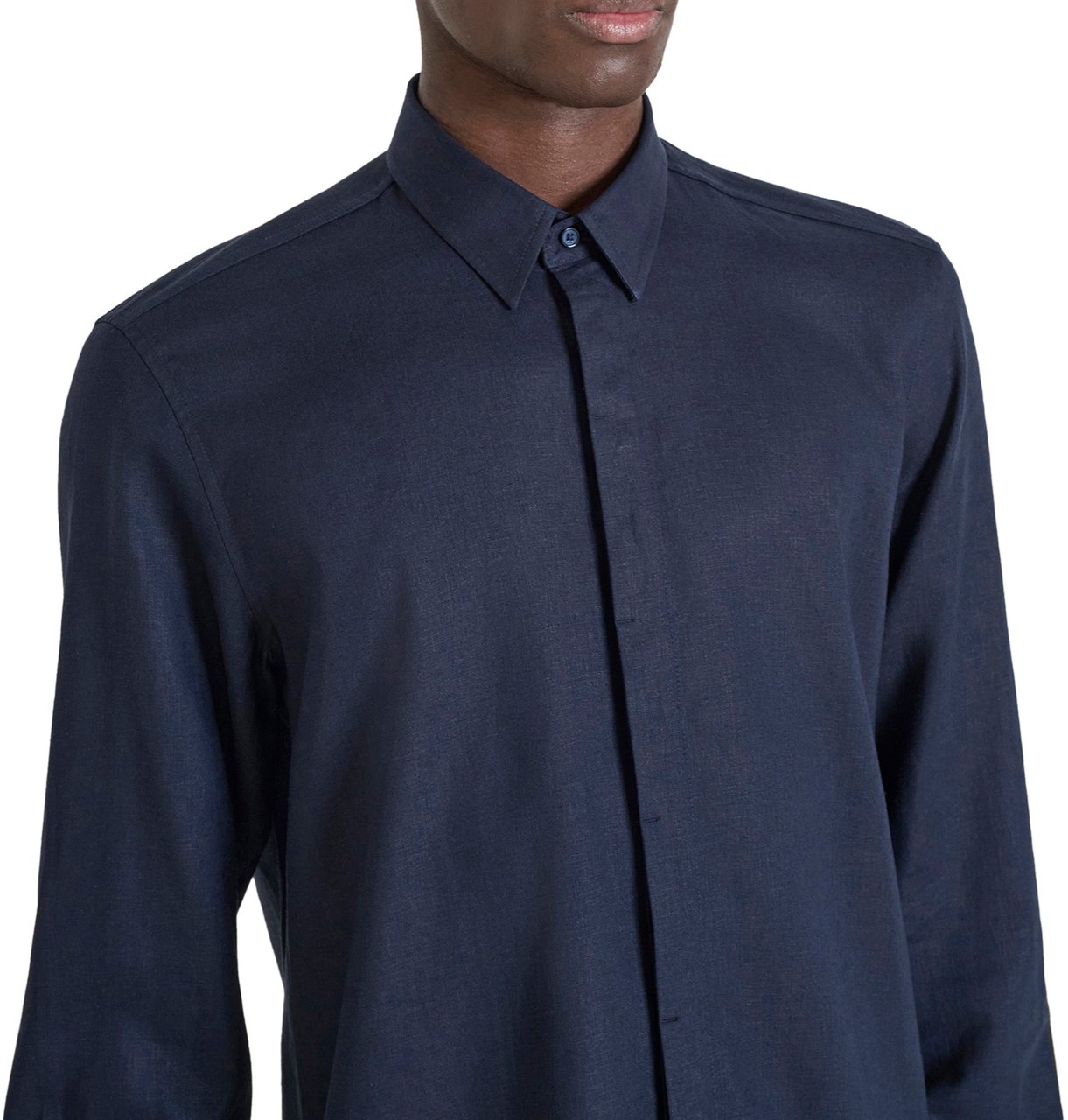 Antony Morato SHIRT SMIRNE REGULAR FIT IN SOFT TOUCH LINEN VISCOSE BLEND FABRIC Blauw