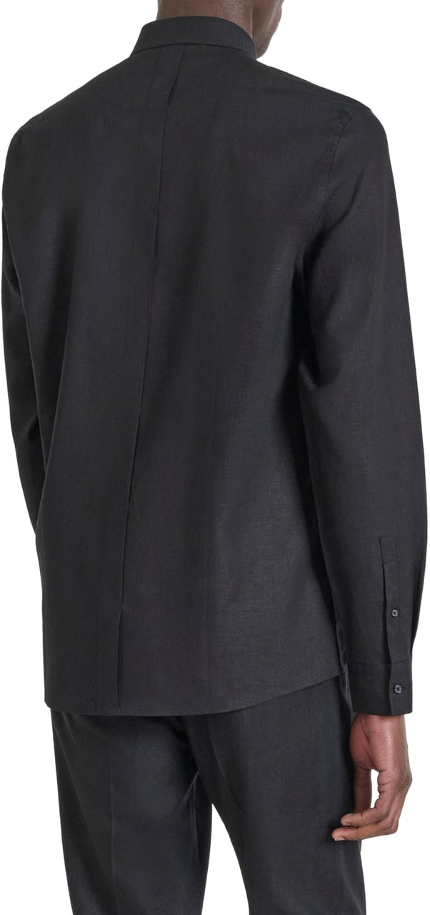 Antony Morato SHIRT SMIRNE REGULAR FIT IN SOFT TOUCH LINEN VISCOSE BLEND FABRIC Zwart