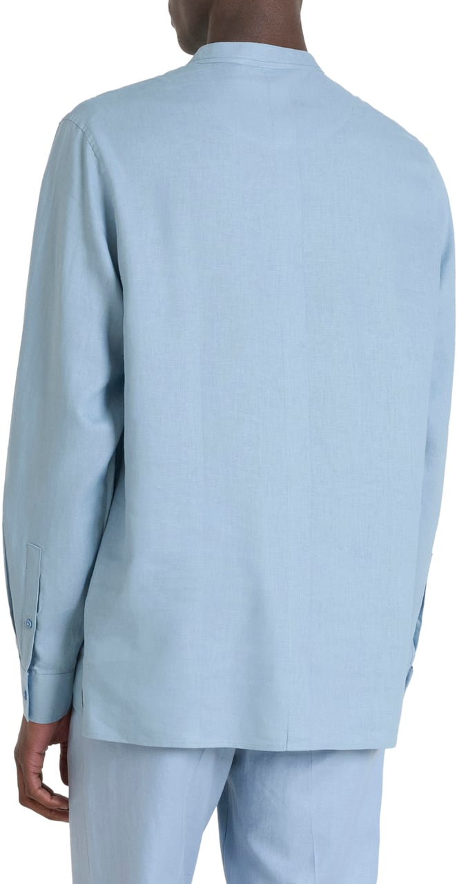 Antony Morato SHIRT KILIS RELAXED FIT IN SOFT TOUCH LINEN VISCOSE BLEND FABRIC Blauw