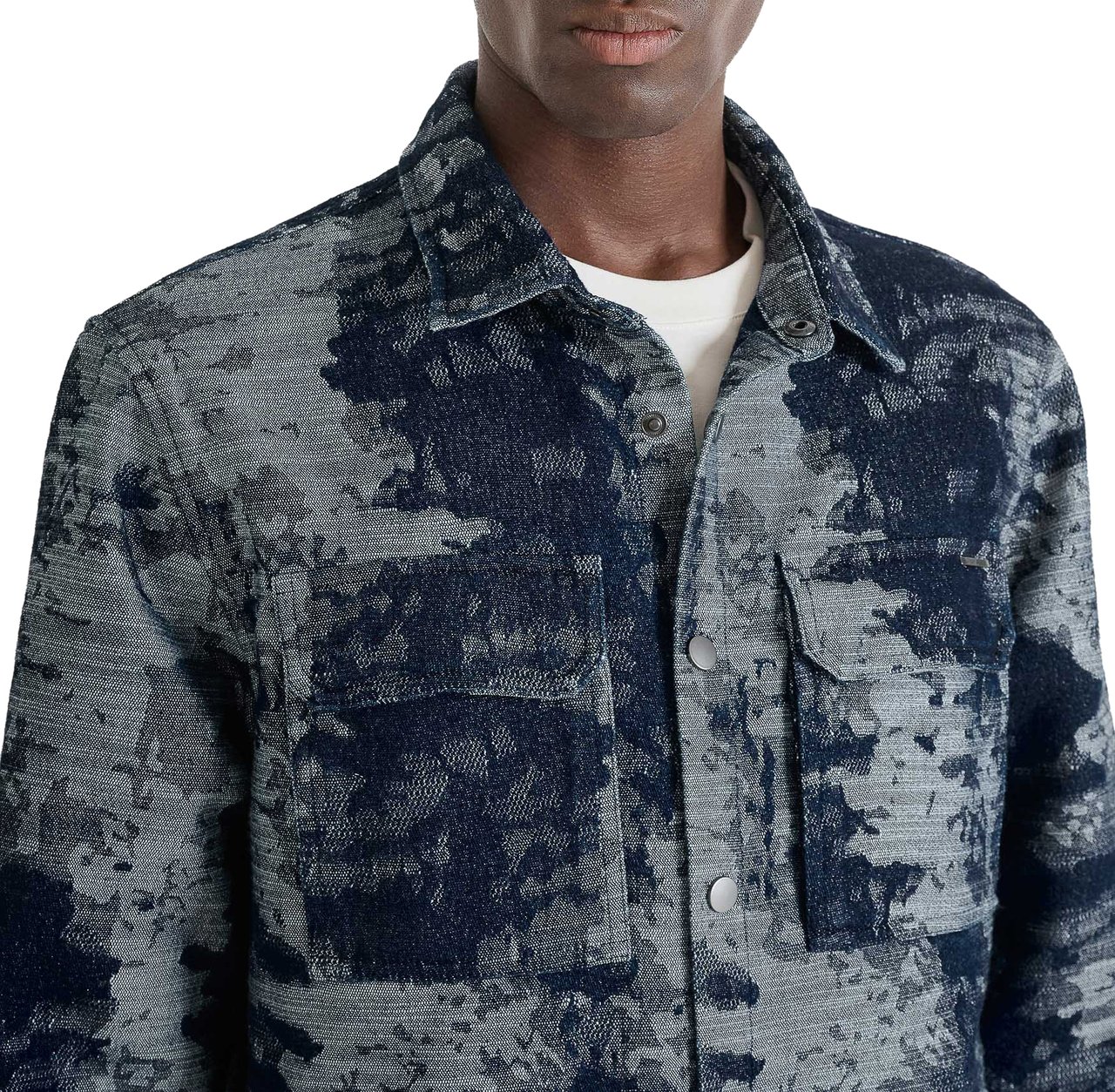 Antony Morato SHIRT REGULAR FIT CAMOUFLGE WITH LOGO PLAQUETTE Blauw
