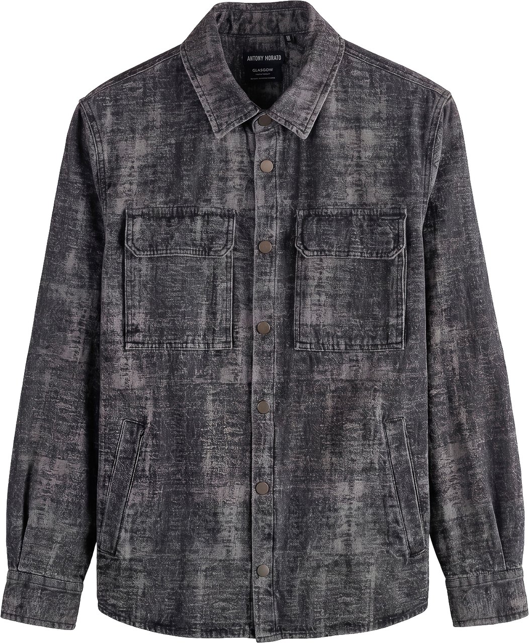 Antony Morato SHIRT GLASGOW REGULAR FIT IN JACQUARD DENIM COTTON CAMOUFLGE WITH METAL LOGO PLAQUETTE Zwart