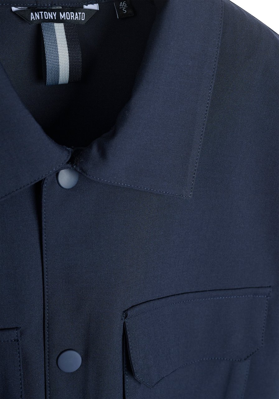 Antony Morato SHIRT REGULAR FIT WITH LOGOED METAL BADGE Blauw