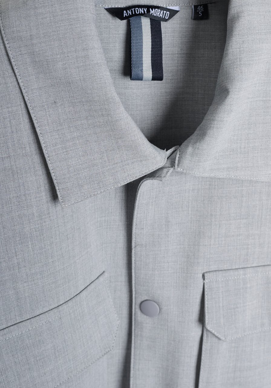 Antony Morato SHIRT REGULAR FIT WITH LOGOED METAL BADGE Grijs