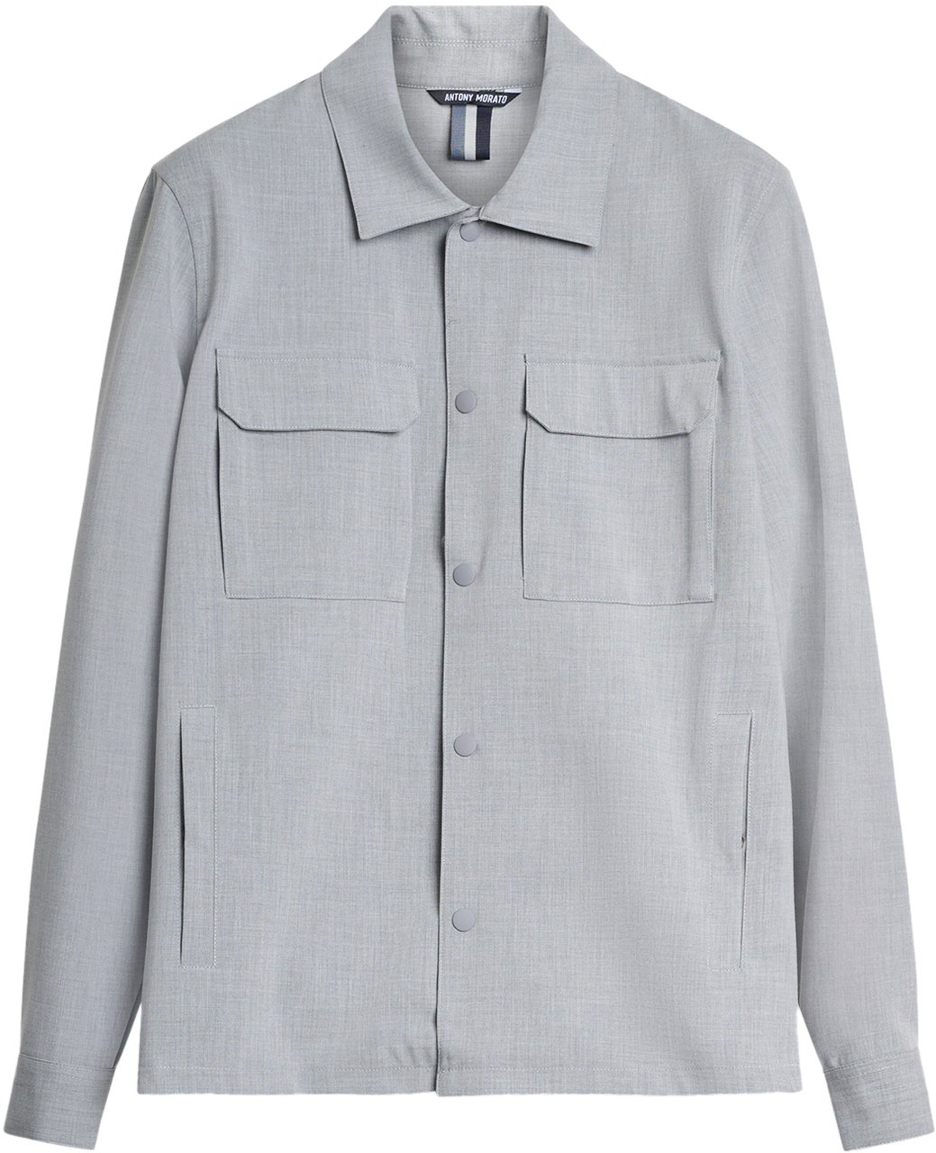 Antony Morato SHIRT REGULAR FIT WITH LOGOED METAL BADGE Grijs