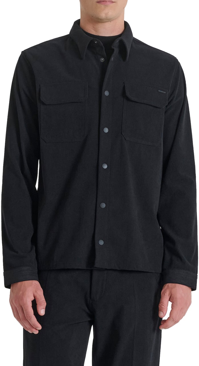 Antony Morato SHIRT REGULAR FIT IN CORDUROY FABRIC WITH LOGOED BADGE Zwart