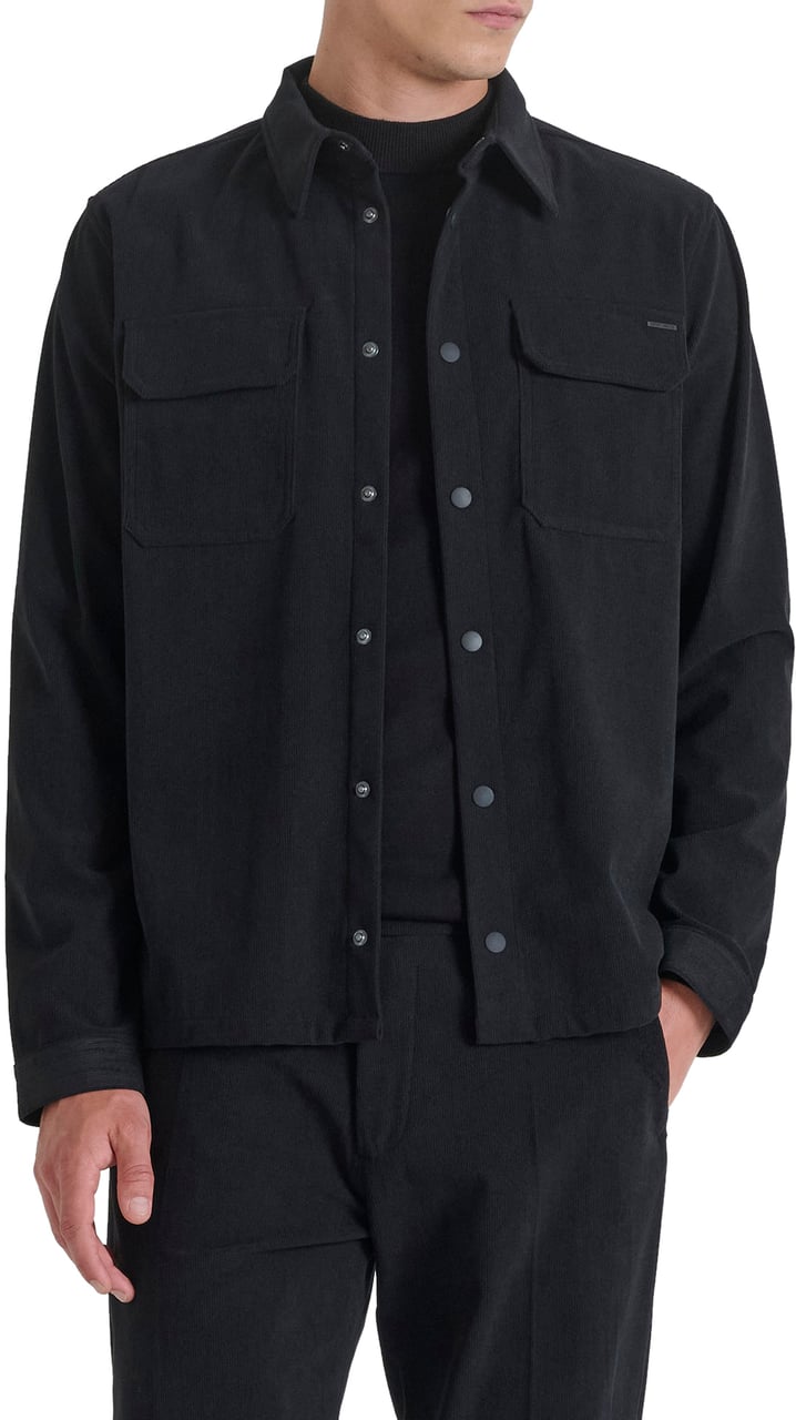 Antony Morato SHIRT REGULAR FIT IN CORDUROY FABRIC WITH LOGOED BADGE Zwart