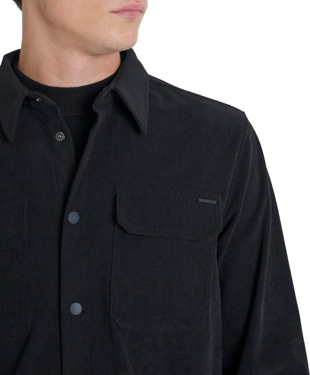 Antony Morato SHIRT REGULAR FIT IN CORDUROY FABRIC WITH LOGOED BADGE Zwart