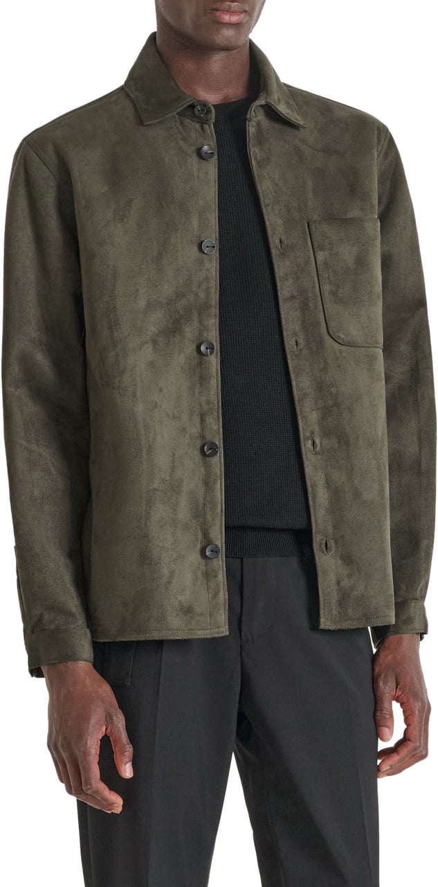 Antony Morato SHIRT REGULAR FIT SUEDE HANDFEEL WITH LOGOED BADGE Groen