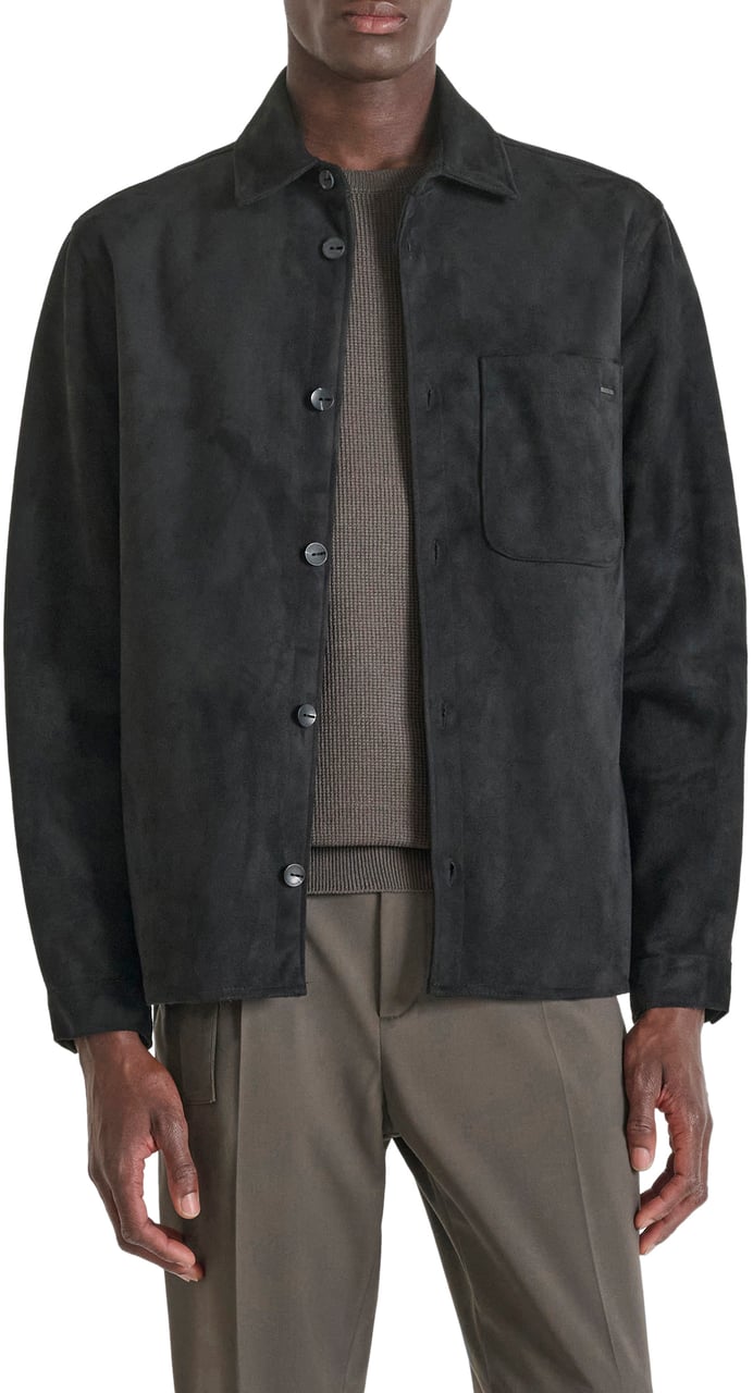 Antony Morato SHIRT REGULAR FIT SUEDE HANDFEEL WITH LOGOED BADGE Zwart