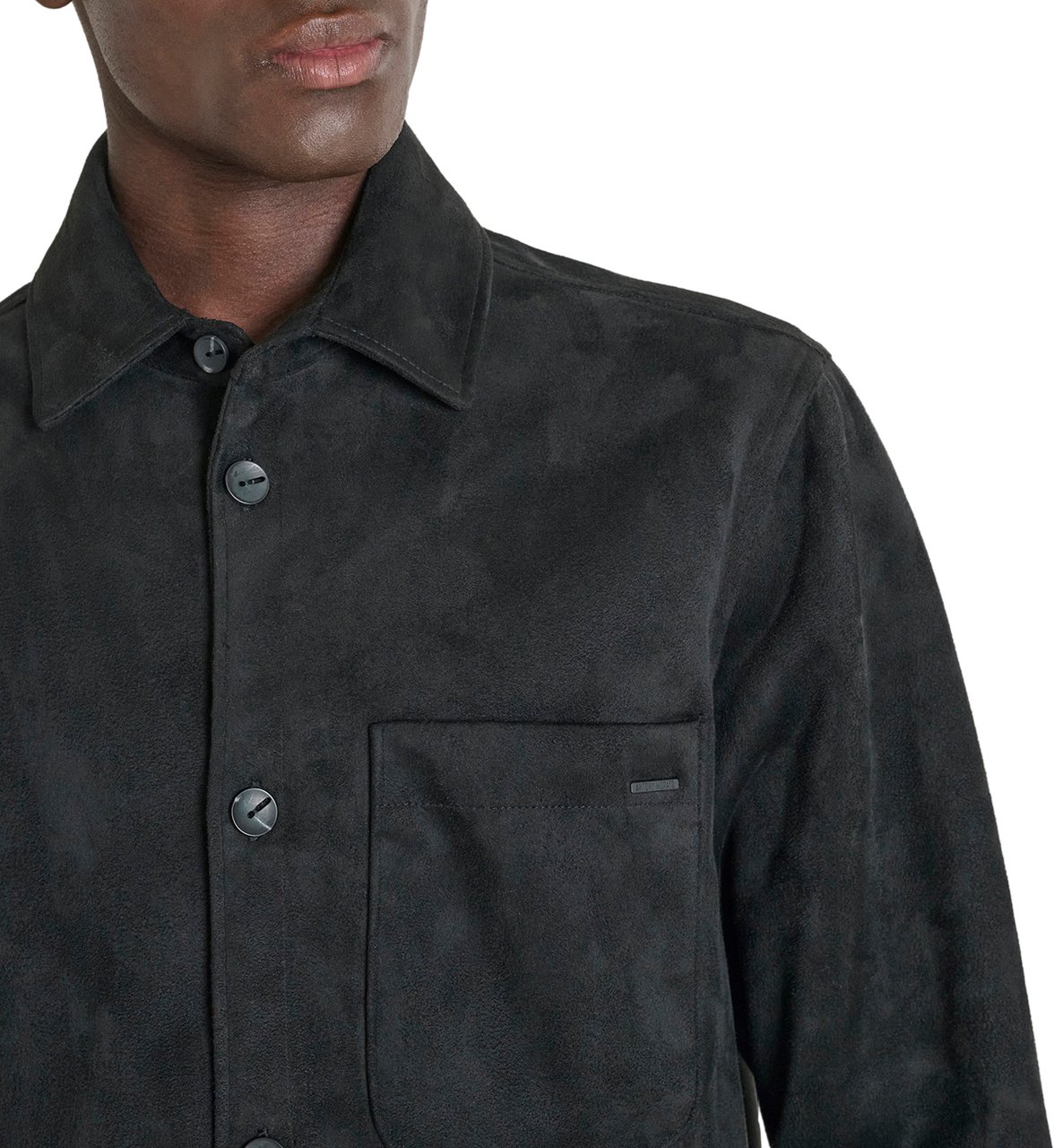Antony Morato SHIRT REGULAR FIT SUEDE HANDFEEL WITH LOGOED BADGE Zwart