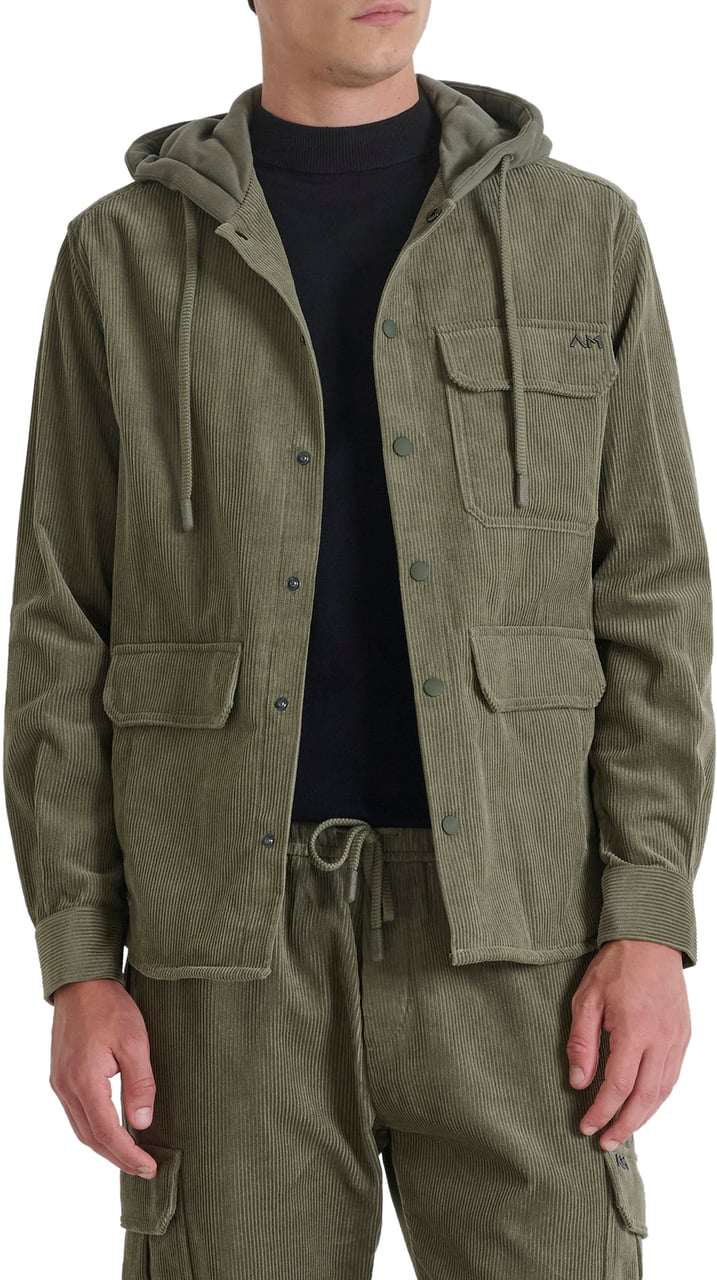 Antony Morato SHIRT REGULAR FIT IN CORDUROY COTTON FABRIC WITH TERRY COTTON BLEND AS CONTRAST AND LOGO Groen