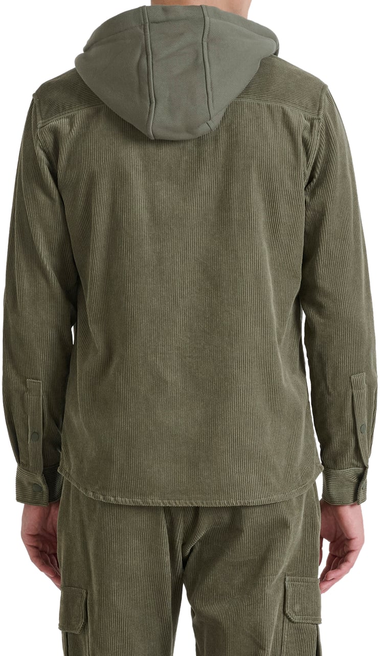 Antony Morato SHIRT REGULAR FIT IN CORDUROY COTTON FABRIC WITH TERRY COTTON BLEND AS CONTRAST AND LOGO Groen