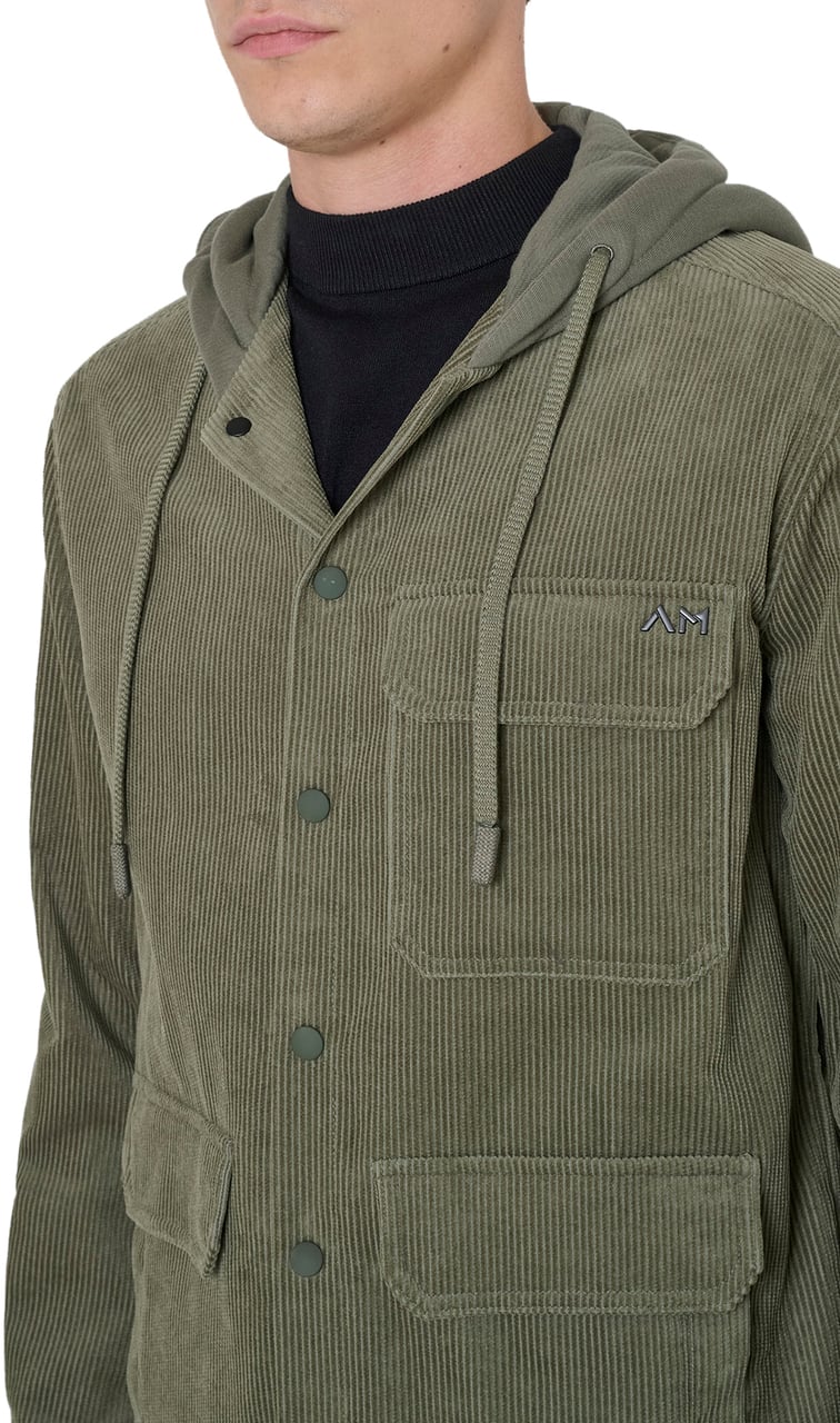 Antony Morato SHIRT REGULAR FIT IN CORDUROY COTTON FABRIC WITH TERRY COTTON BLEND AS CONTRAST AND LOGO Groen