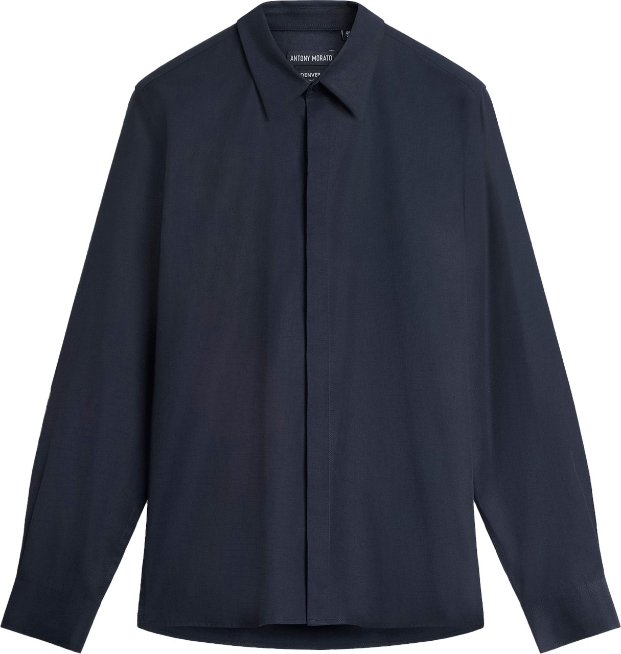 Antony Morato SHIRT DENVER REGULAR FIT IN TWILL LYOCELL COTTON BLEND FABRIC WITH LOGOED METAL BADGE Blauw
