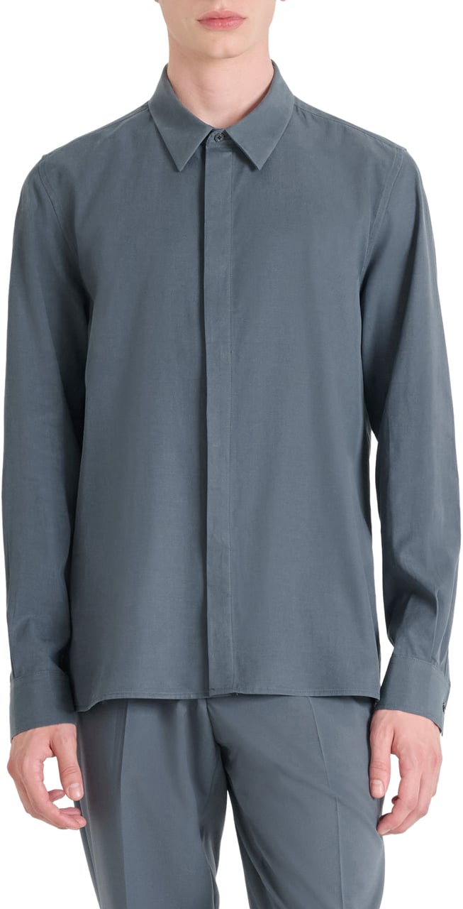 Antony Morato SHIRT DENVER REGULAR FIT WITH LOGOED BADGE Blauw