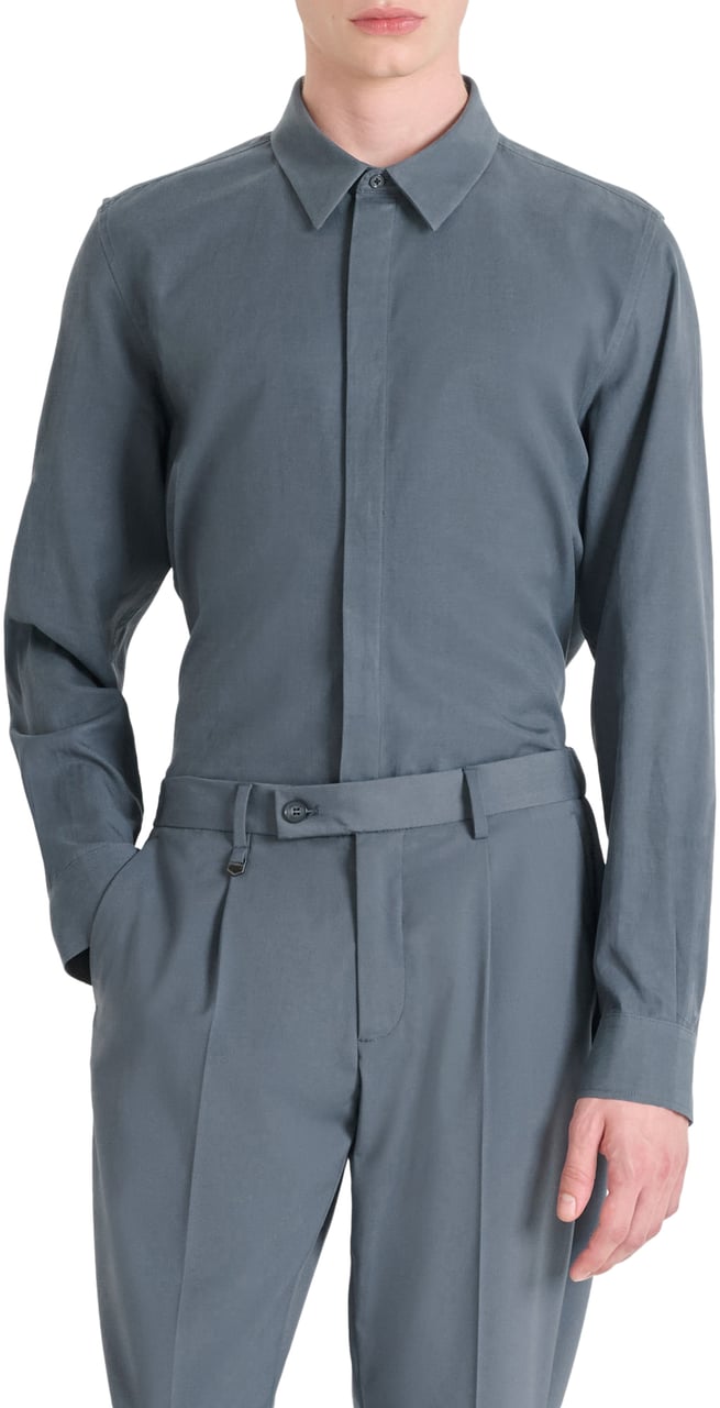 Antony Morato SHIRT DENVER REGULAR FIT WITH LOGOED BADGE Blauw