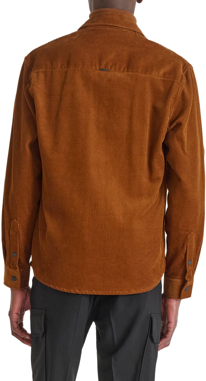 Antony Morato SHIRT REGULAR FIT IN CORDUROY COTTON FABRIC WITH LOGOED BADGE Bruin