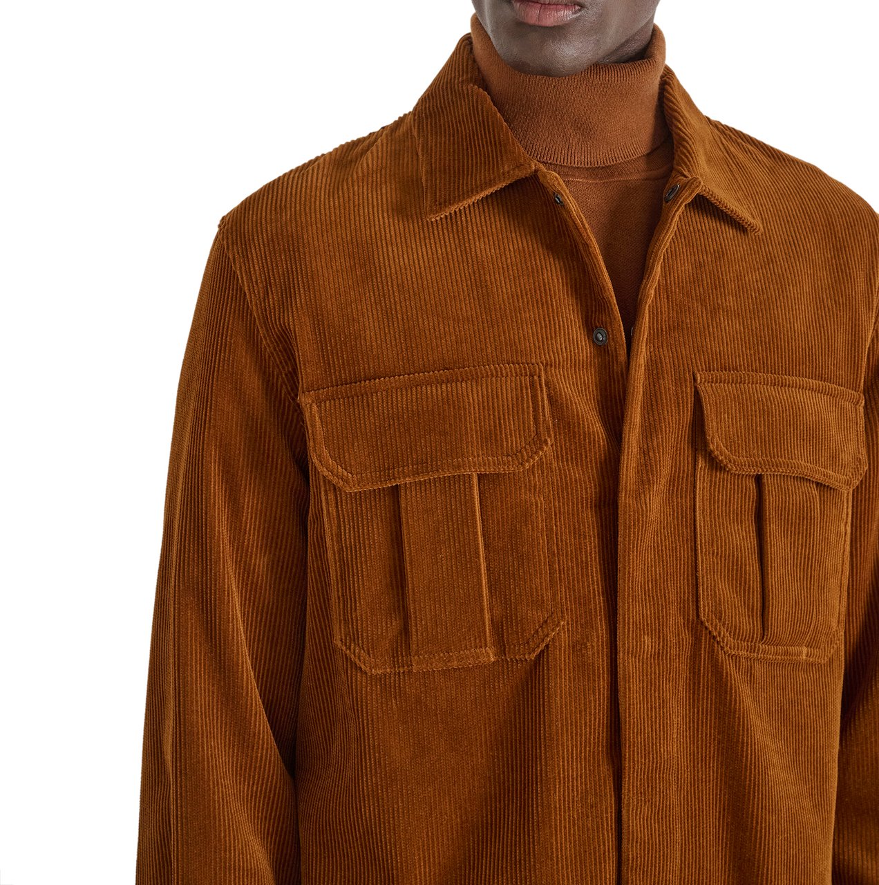Antony Morato SHIRT REGULAR FIT IN CORDUROY COTTON FABRIC WITH LOGOED BADGE Bruin