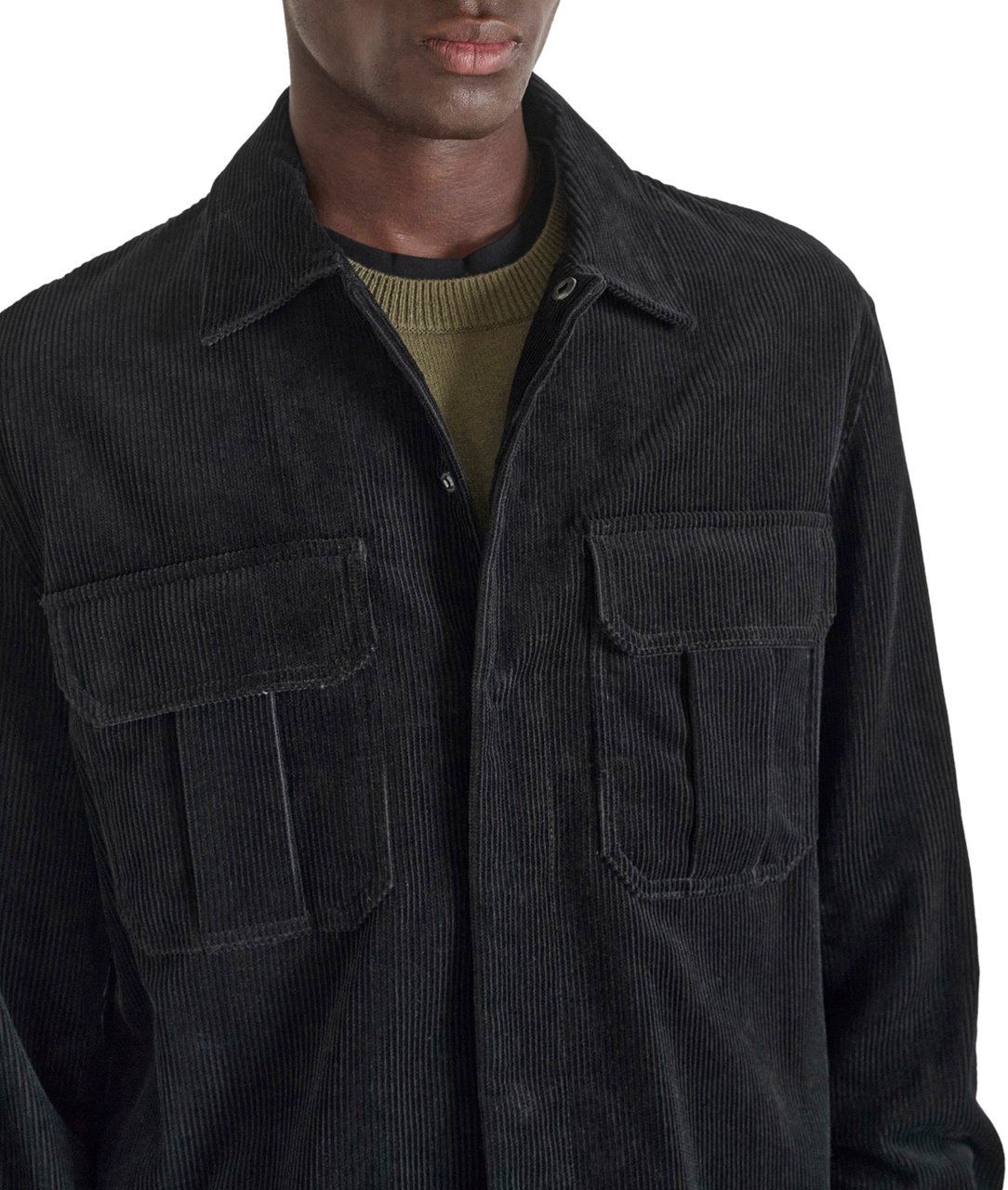 Antony Morato SHIRT REGULAR FIT IN CORDUROY COTTON FABRIC WITH LOGOED METAL BADGE Zwart