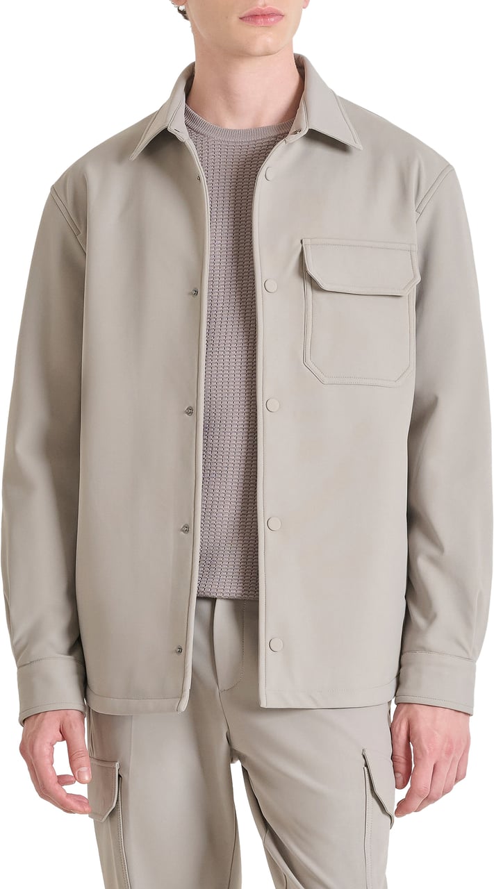 Antony Morato SHIRT REGULAR FIT IN BI-STRETCH FABRIC TECHNO HANDFEEL WITH LOGOED BADGE Grijs