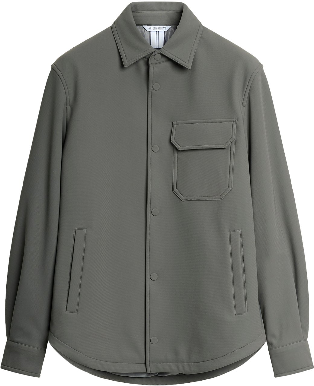 Antony Morato SHIRT REGULAR FIT IN BI-STRETCH FABRIC TECHNO HANDFEEL WITH LOGOED METAL BADGE Groen