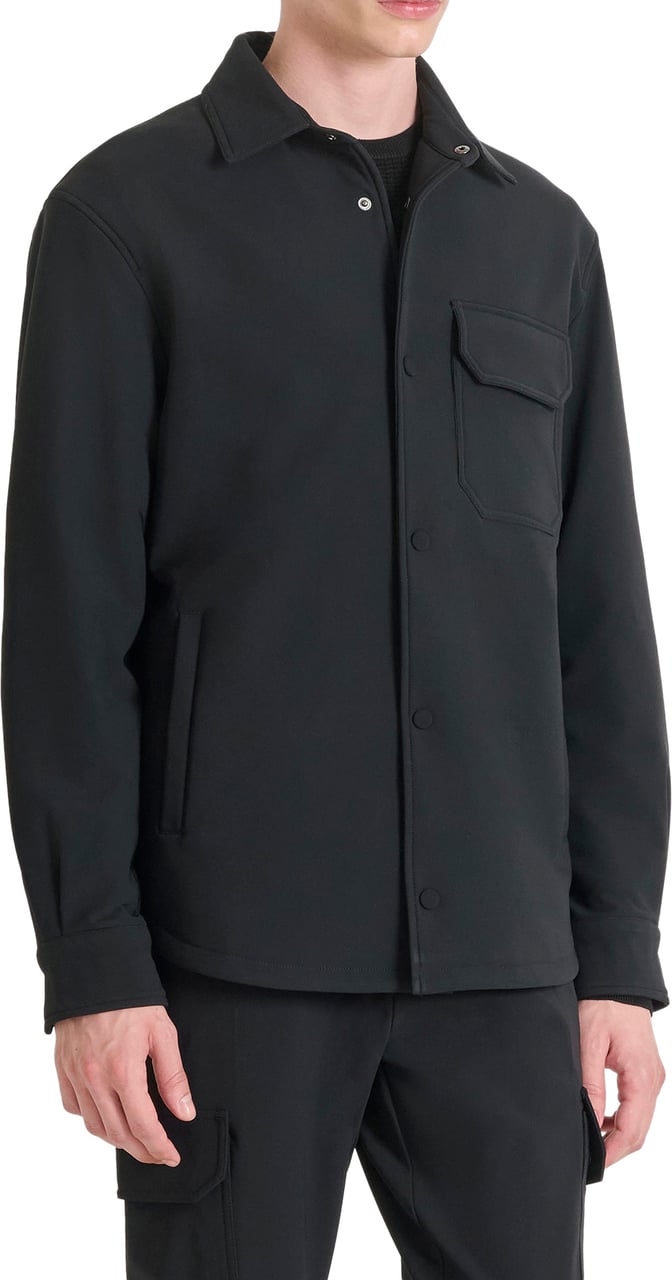 Antony Morato SHIRT REGULAR FIT IN BI-STRETCH FABRIC TECHNO HANDFEEL WITH LOGOED BADGE Zwart