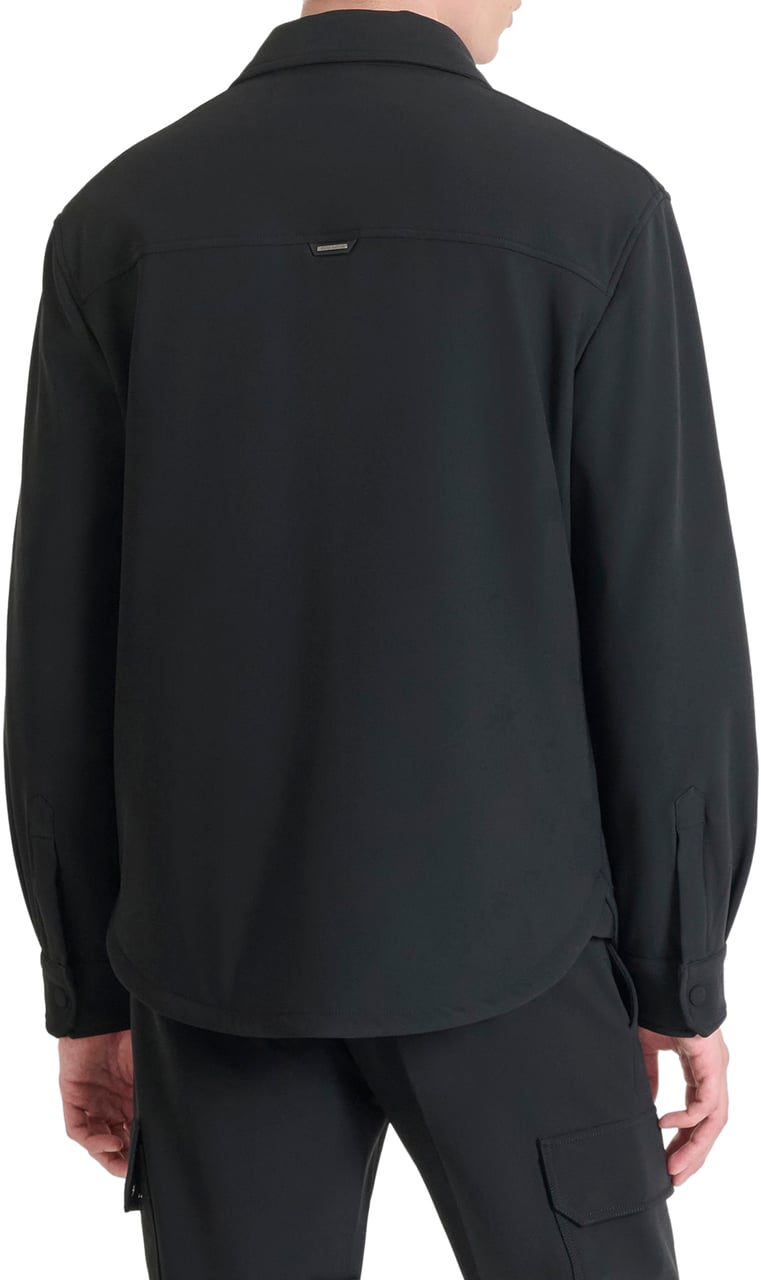 Antony Morato SHIRT REGULAR FIT IN BI-STRETCH FABRIC TECHNO HANDFEEL WITH LOGOED BADGE Zwart