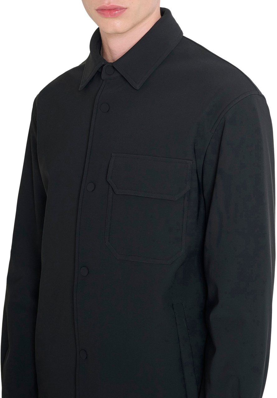 Antony Morato SHIRT REGULAR FIT IN BI-STRETCH FABRIC TECHNO HANDFEEL WITH LOGOED BADGE Zwart