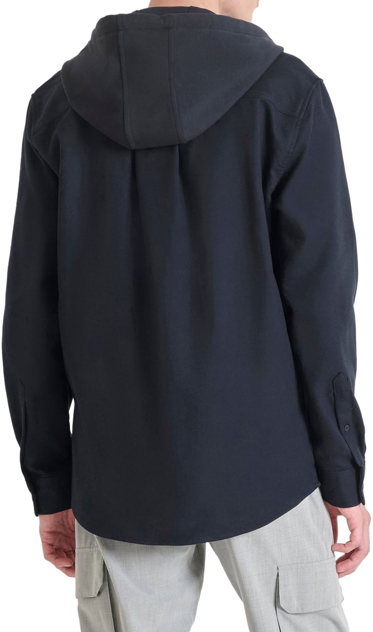 Antony Morato SHIRT REGULAR FIT IN BRUSHED TWILL COTTON FABRIC WITH SUSTAINABLE COTTON BLEND FABRIC AS CONTRAST Blauw