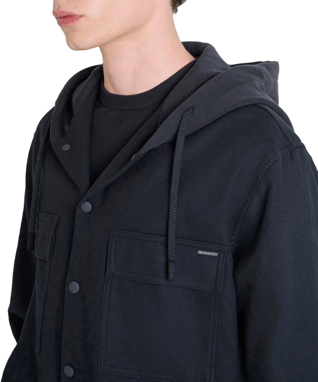Antony Morato SHIRT REGULAR FIT IN BRUSHED TWILL COTTON FABRIC WITH SUSTAINABLE COTTON BLEND FABRIC AS CONTRAST Blauw