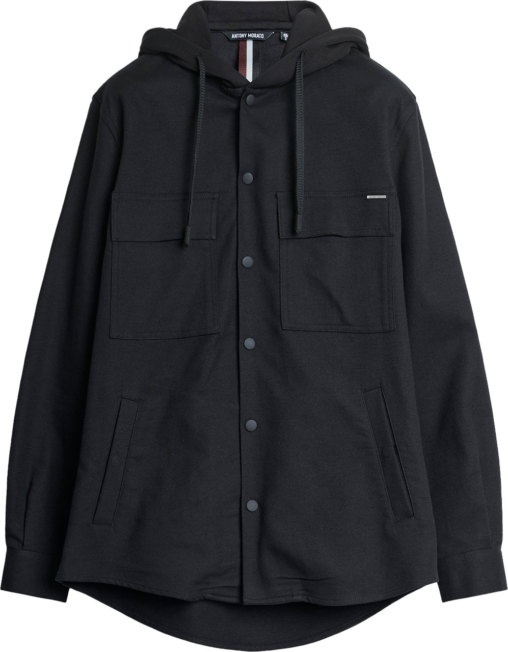 Antony Morato SHIRT REGULAR FIT IN BRUSHED TWILL COTTON FABRIC WITH SUSTAINABLE COTTON BLEND FABRIC AS CONTRAST Zwart