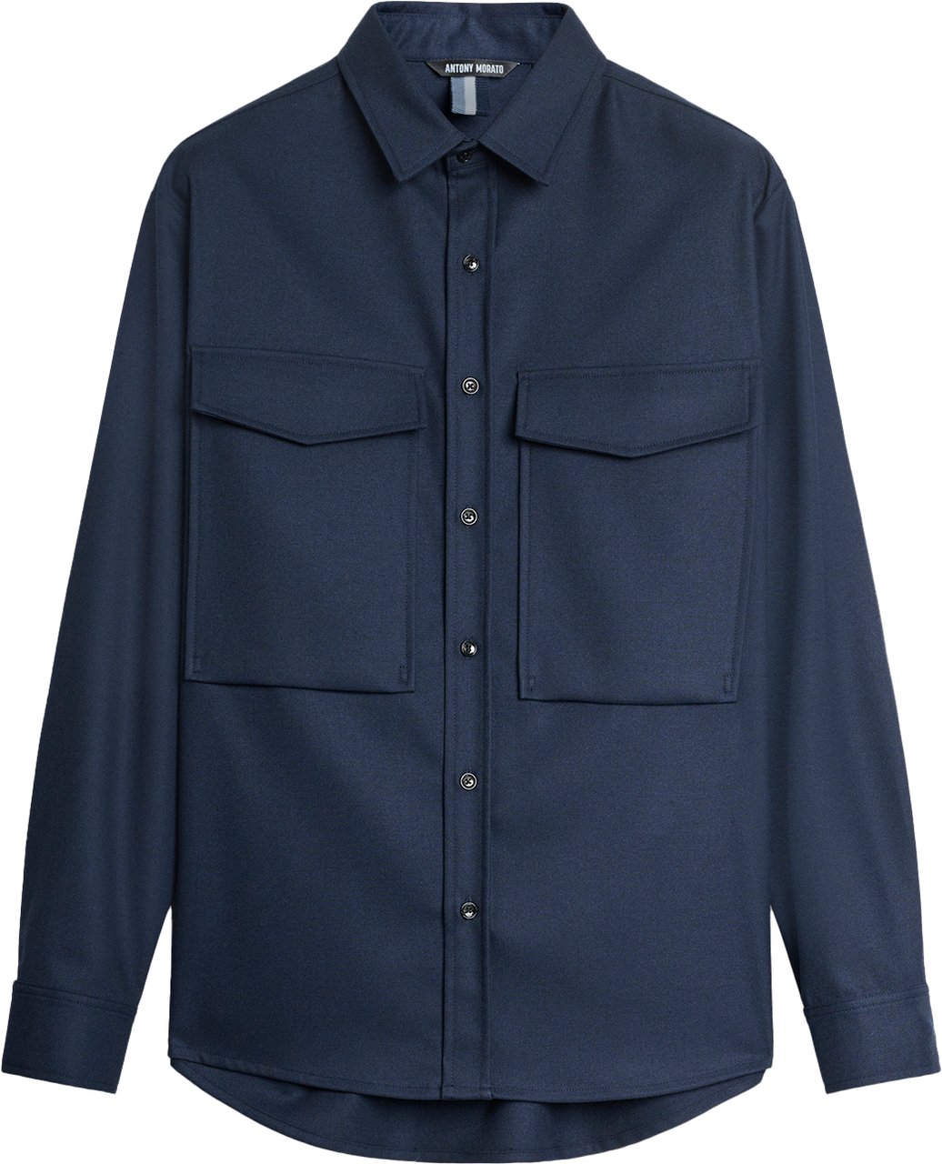Antony Morato SHIRT RELAXED FIT IN WARM HANDFEEL WITH LOGOED METAL BADGE Blauw