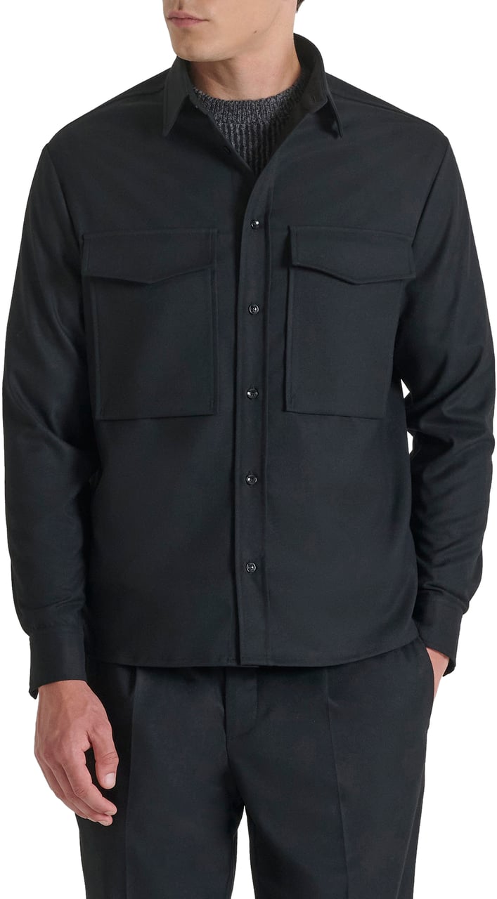 Antony Morato SHIRT RELAXED FIT WARM HANDFEEL WITH LOGOED BADGE Zwart