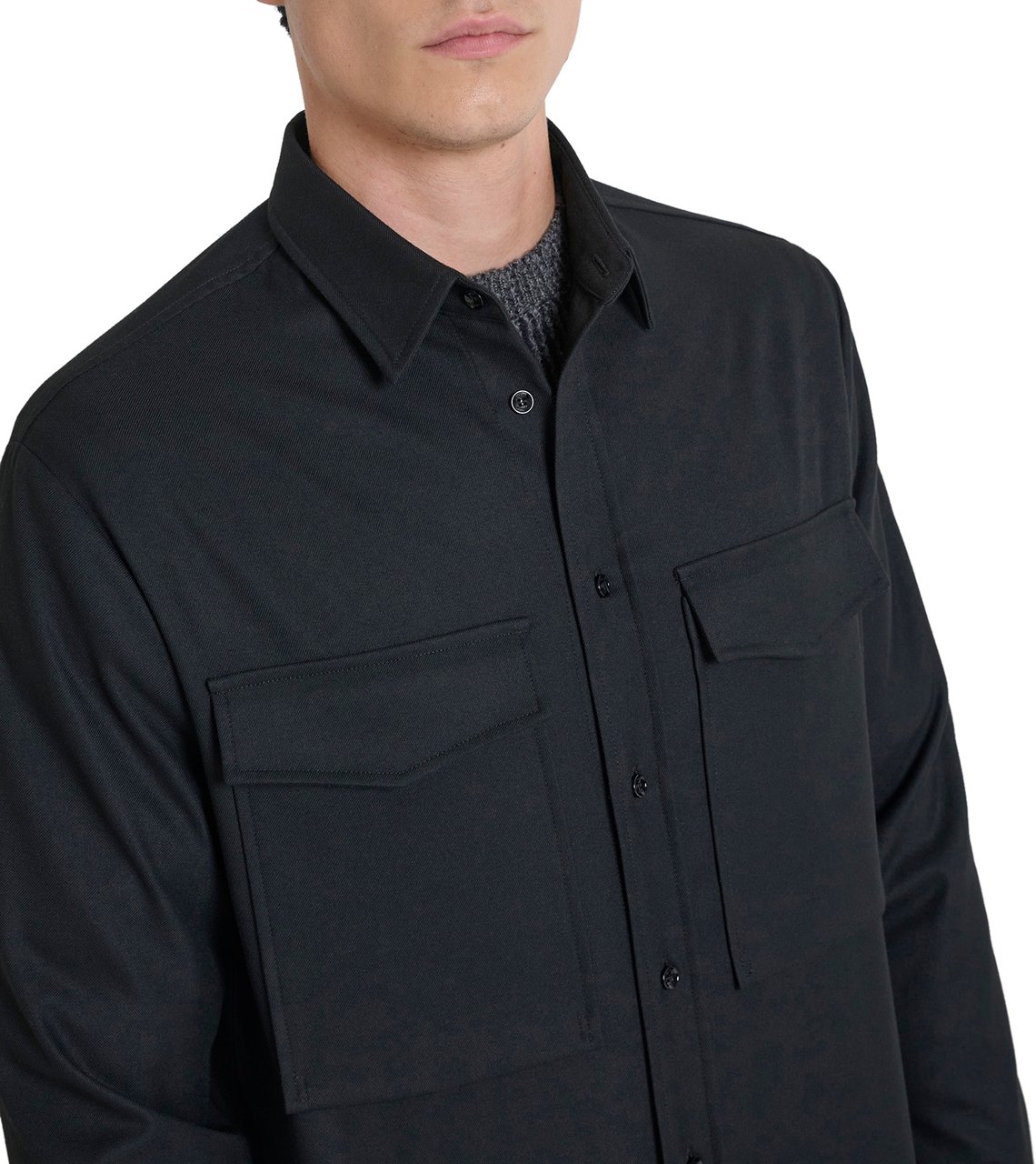 Antony Morato SHIRT RELAXED FIT WARM HANDFEEL WITH LOGOED BADGE Zwart
