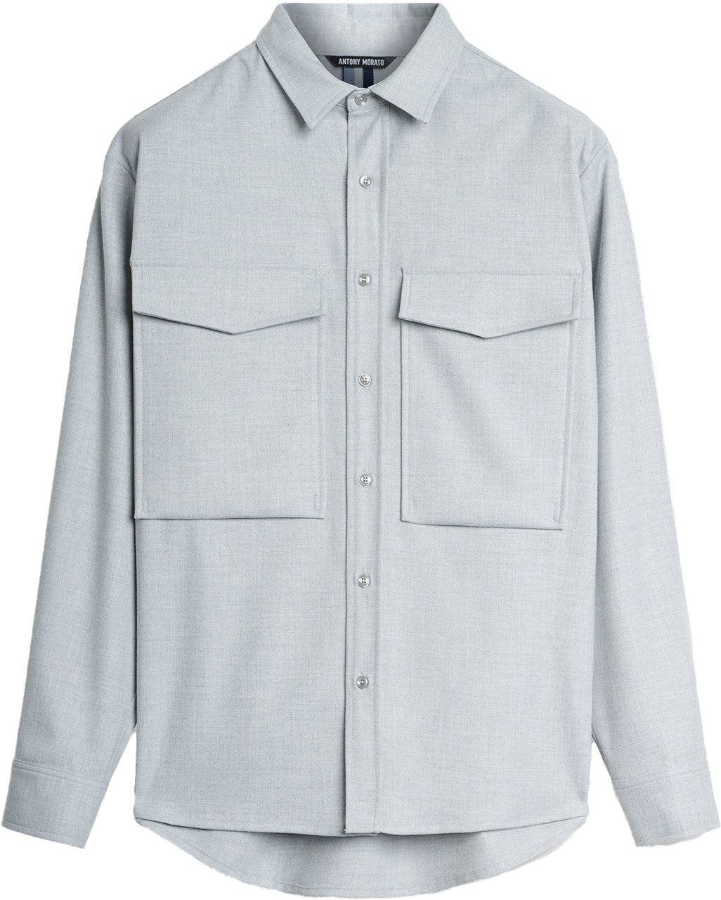 Antony Morato SHIRT RELAXED FIT WARM HANDFEEL WITH LOGOED BADGE Grijs